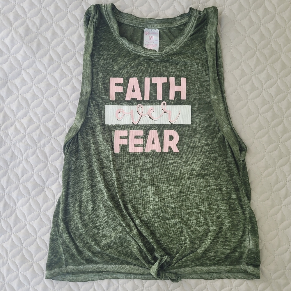 Green Faith Over Fear Tank Top